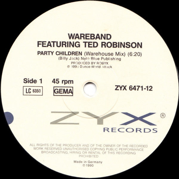 Wareband Featuring Tad Robinson : Party Children (12", Pic)