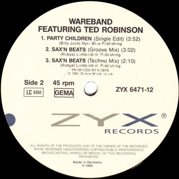 Wareband Featuring Tad Robinson : Party Children (12", Pic)