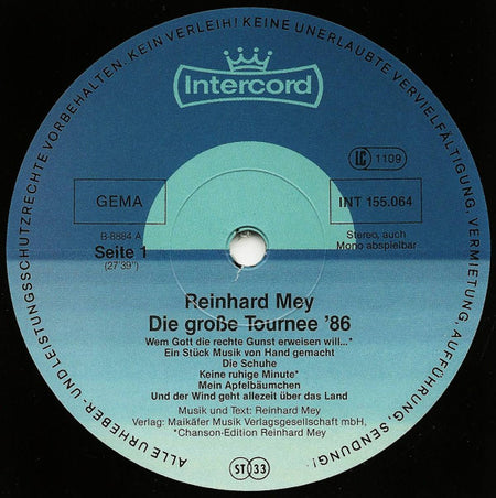 Reinhard Mey : Die Große Tournee '86 (2xLP, Album)
