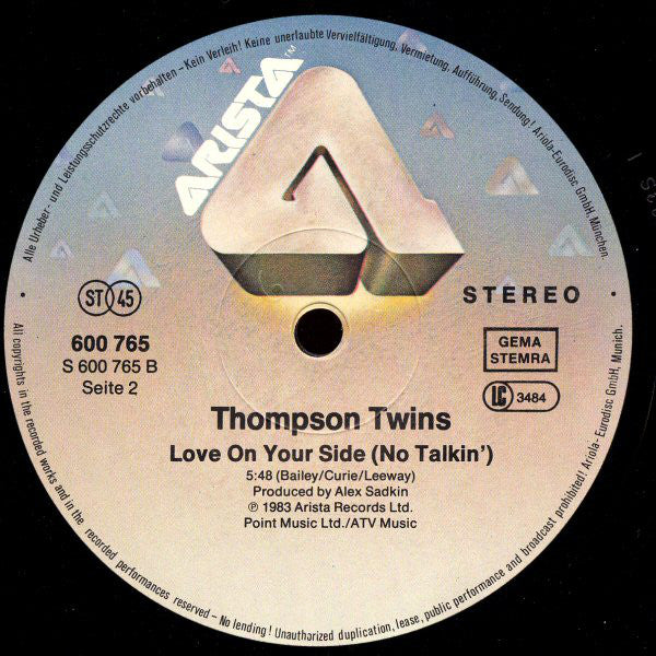 Thompson Twins : Love On Your Side (Rap Boy Rap) (12", Single)