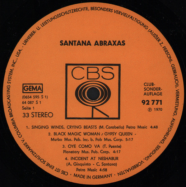 Santana : Abraxas (LP, Album, Club, Gat)