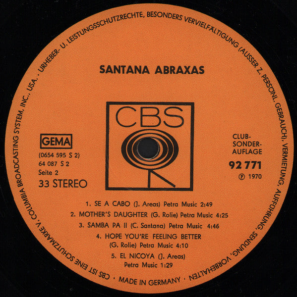 Santana : Abraxas (LP, Album, Club, Gat)