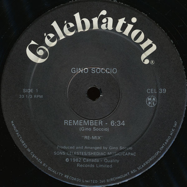 Gino Soccio : Remember (12")