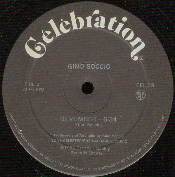 Gino Soccio : Remember (12")