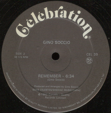 Gino Soccio : Remember (12")