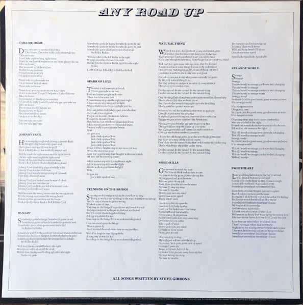 The Steve Gibbons Band* : Any Road Up (LP, Album)