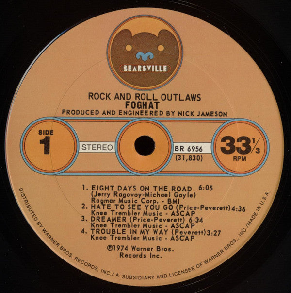 Foghat : Rock And Roll Outlaws (LP, Album, Pit)