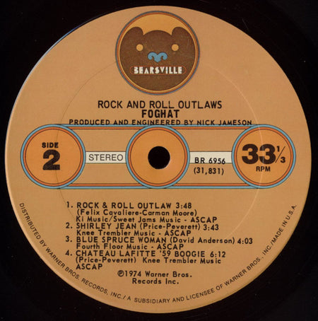 Foghat : Rock And Roll Outlaws (LP, Album, Pit)