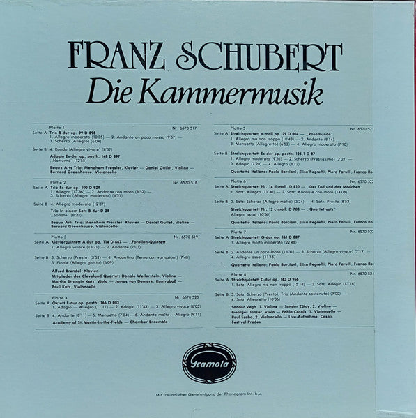 Franz Schubert : Die Kammermusik (8xLP + Box)