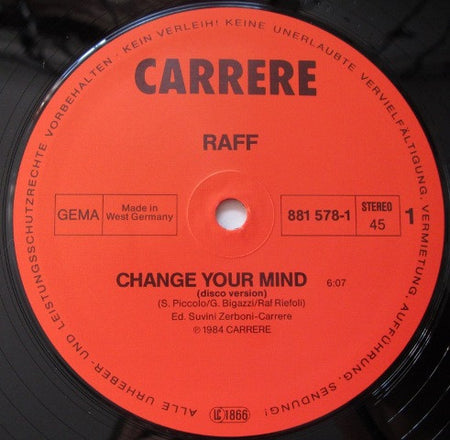 RAF (5) : Change Your Mind (12", Maxi)