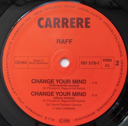 RAF (5) : Change Your Mind (12", Maxi)