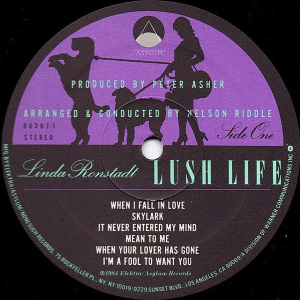 Linda Ronstadt With Nelson Riddle And His Orchestra : Lush Life (LP, Album, Spe)