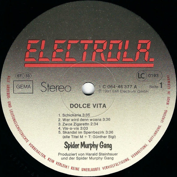 Spider Murphy Gang : Dolce Vita (LP, Album)