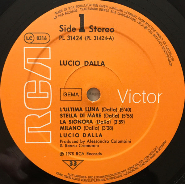 Lucio Dalla : Lucio Dalla (LP, Album)