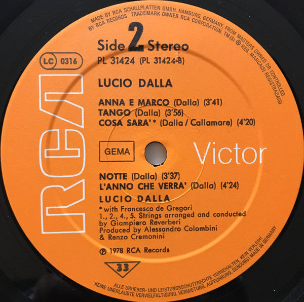 Lucio Dalla : Lucio Dalla (LP, Album)