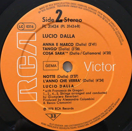 Lucio Dalla : Lucio Dalla (LP, Album)
