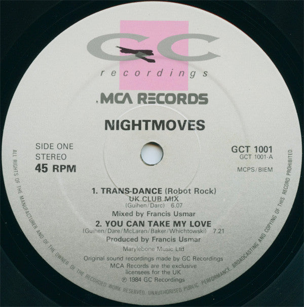 Night Moves : Trans-Dance (Robot Rock) / You Can Take My Love (12", Maxi)