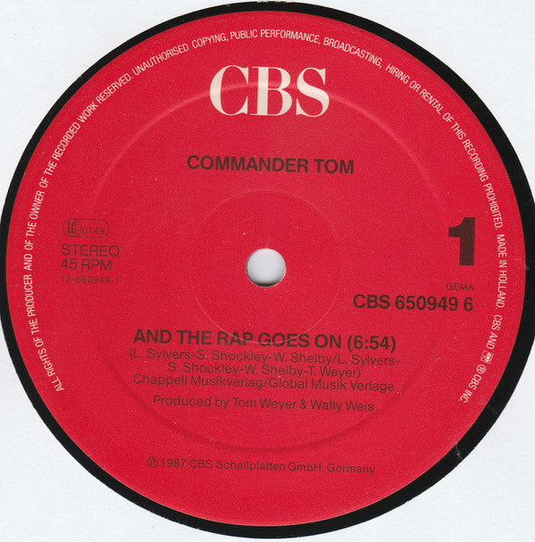 Commander Tom : And The Rap Goes On (12", Maxi)