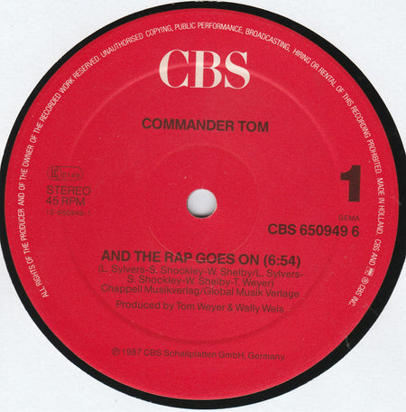 Commander Tom : And The Rap Goes On (12", Maxi)