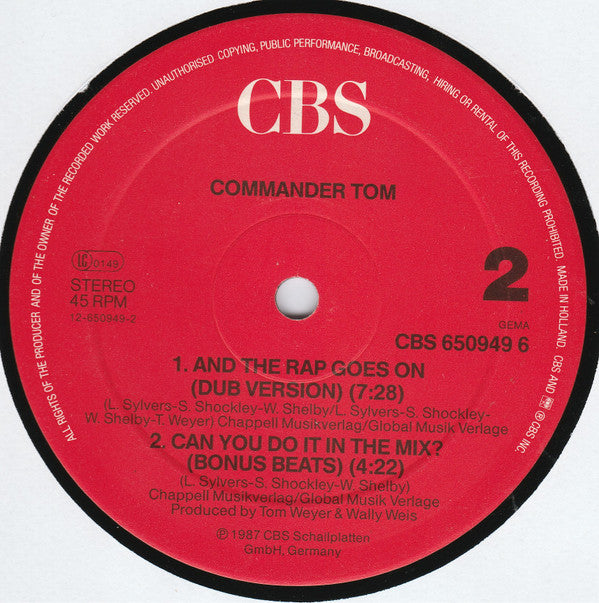 Commander Tom : And The Rap Goes On (12", Maxi)