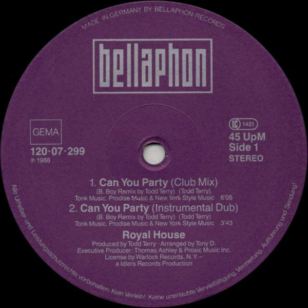 Royal House : Can You Party (Todd Terry's B.Boy Remix) (12")