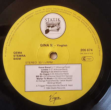Gina X : Yinglish (LP, Album)