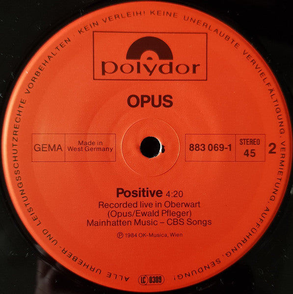Opus : Flyin' High (Original Live Version)  (12", Maxi)