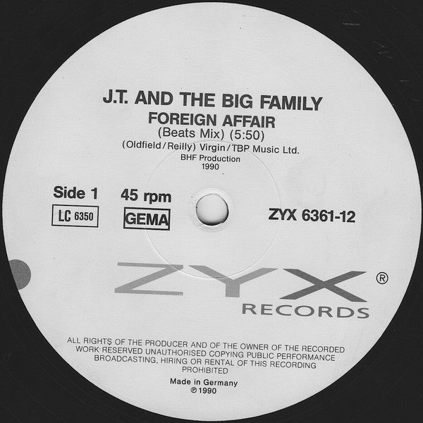 J.T. And The Big Family : Foreign Affair (12")