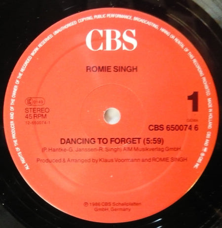 Romie Singh : Dancing To Forget (12", Maxi)