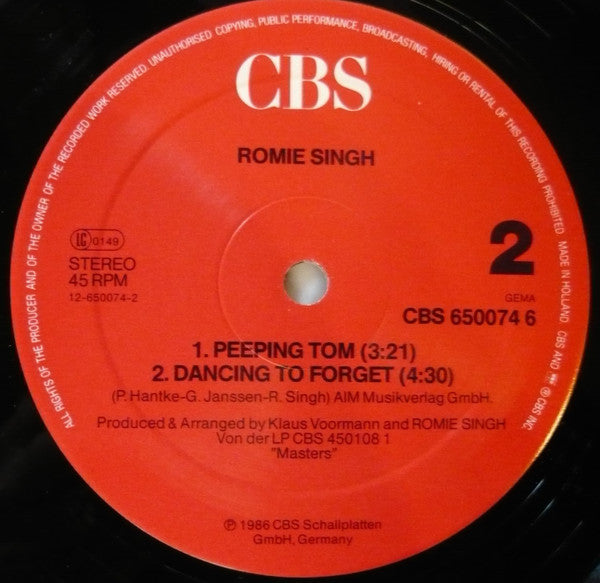 Romie Singh : Dancing To Forget (12", Maxi)