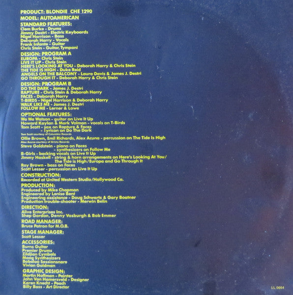Blondie : Autoamerican (LP, Album)