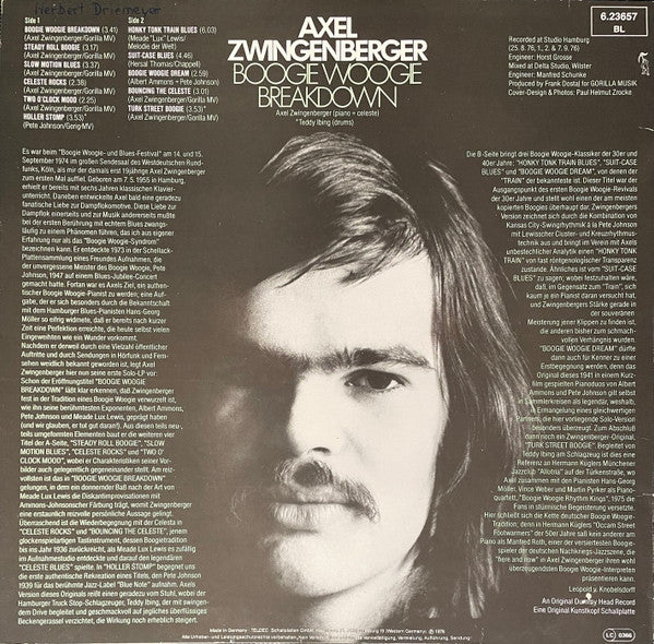Axel Zwingenberger : Boogie Woogie Breakdown (LP, Album)