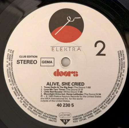 The Doors : Alive, She Cried (LP, Album, Club)