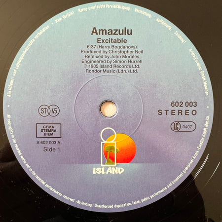 Amazulu : Excitable (12", Maxi)