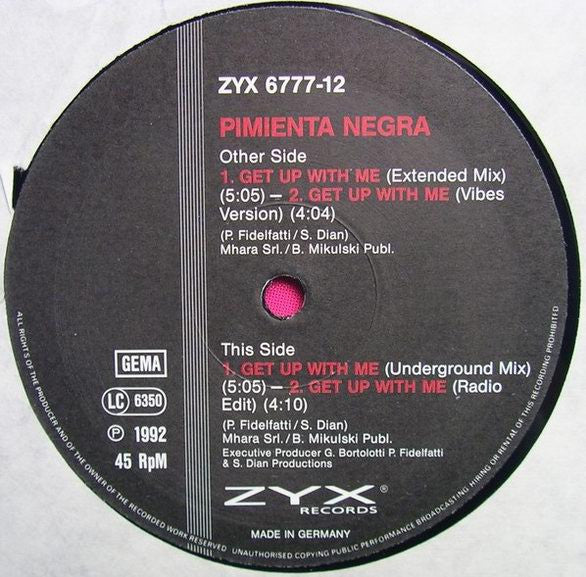 Pimienta Negra : Get Up With Me (12", Maxi)