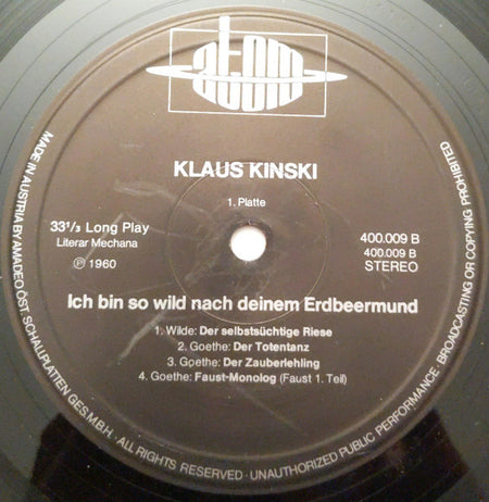 Klaus Kinski : Ich Bin So Wild Nach Deinem Erdbeermund (2xLP)