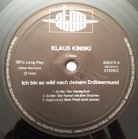 Klaus Kinski : Ich Bin So Wild Nach Deinem Erdbeermund (2xLP)