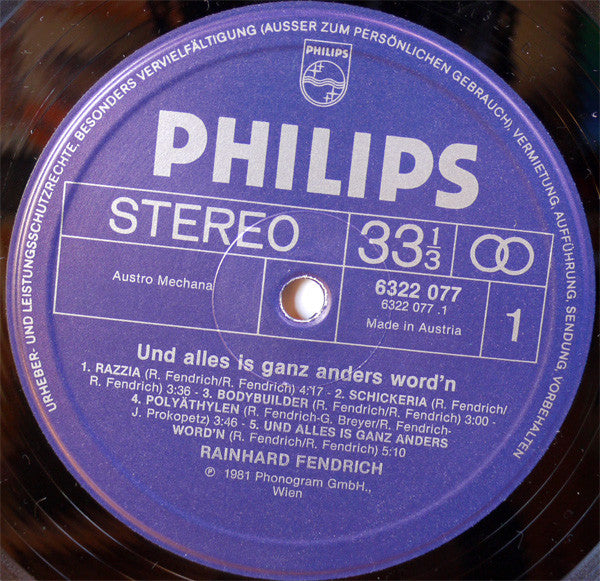 Rainhard Fendrich : Und Alles Is Ganz Anders Word'n (LP, Album)