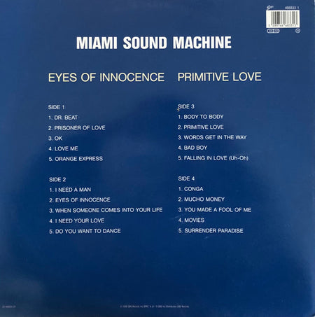 Miami Sound Machine : Eyes Of Innocence + Primitive Love (2xLP, Comp, Gat)