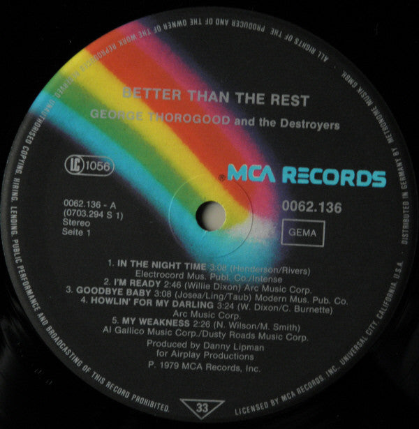 George Thorogood & The Destroyers : Better Than The Rest (LP, Album)