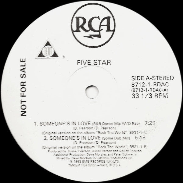 Five Star : Someone's In Love (12", Promo)