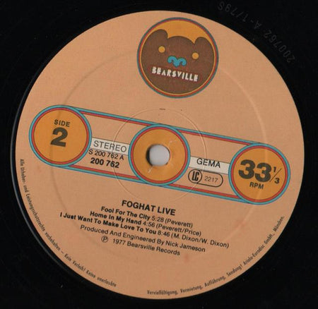 Foghat : Live (LP, Album)