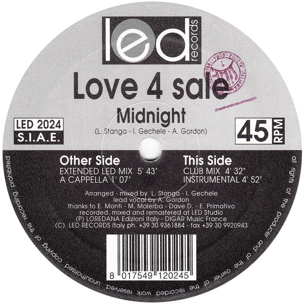 Love 4 Sale : Midnight (12")