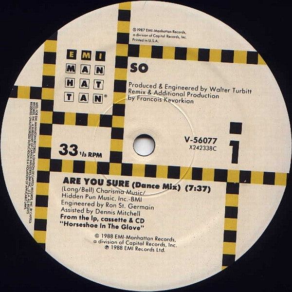 So (2) : Are You Sure (Dance Mix) (12")