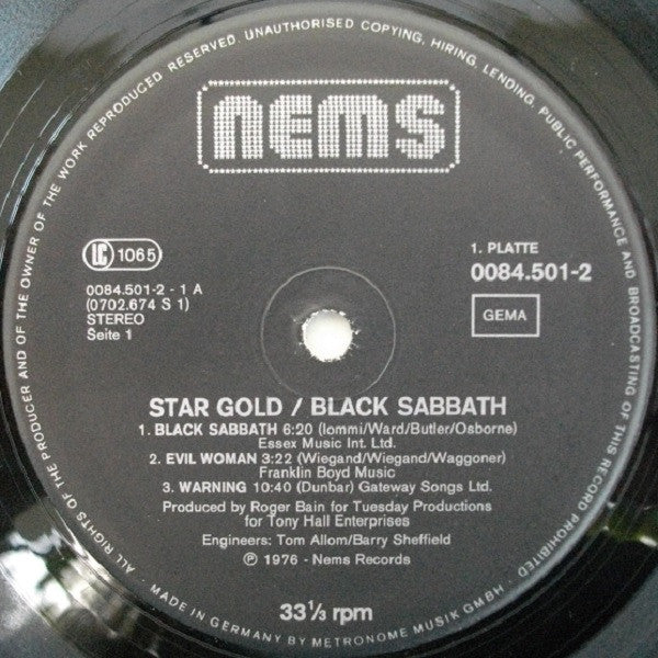 Black Sabbath : Star Gold (2xLP, Comp)