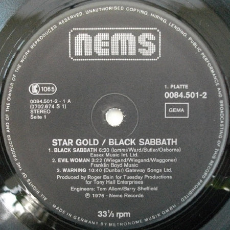 Black Sabbath : Star Gold (2xLP, Comp)