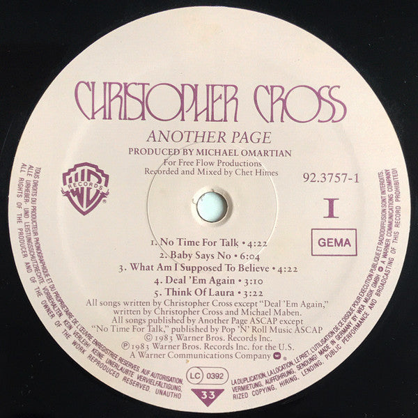 Christopher Cross : Another Page (LP, Album, DMM)