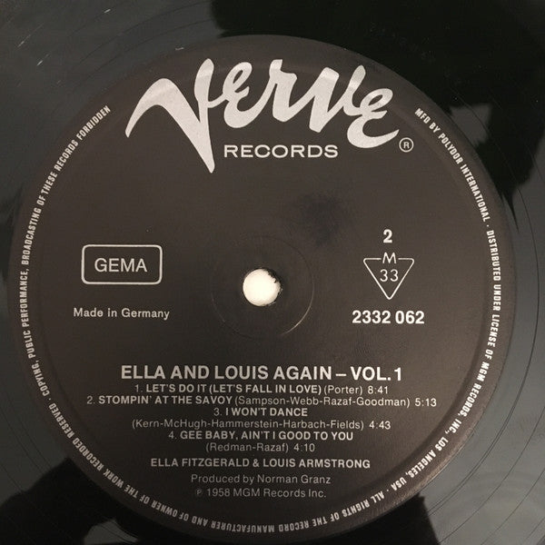 Ella Fitzgerald & Louis Armstrong : Ella And Louis Again Vol. 1 (LP, Album, Mono, RE)