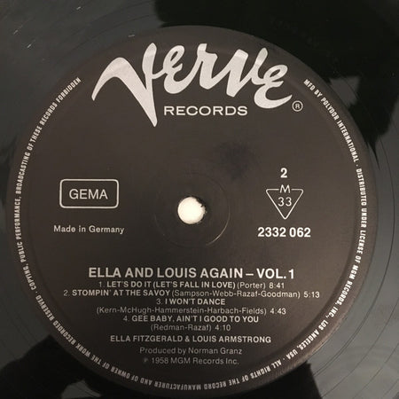 Ella Fitzgerald & Louis Armstrong : Ella And Louis Again Vol. 1 (LP, Album, Mono, RE)