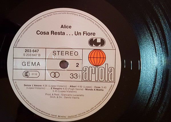 Alice (4) : Cosa Resta....Un Fiore (LP, Album)